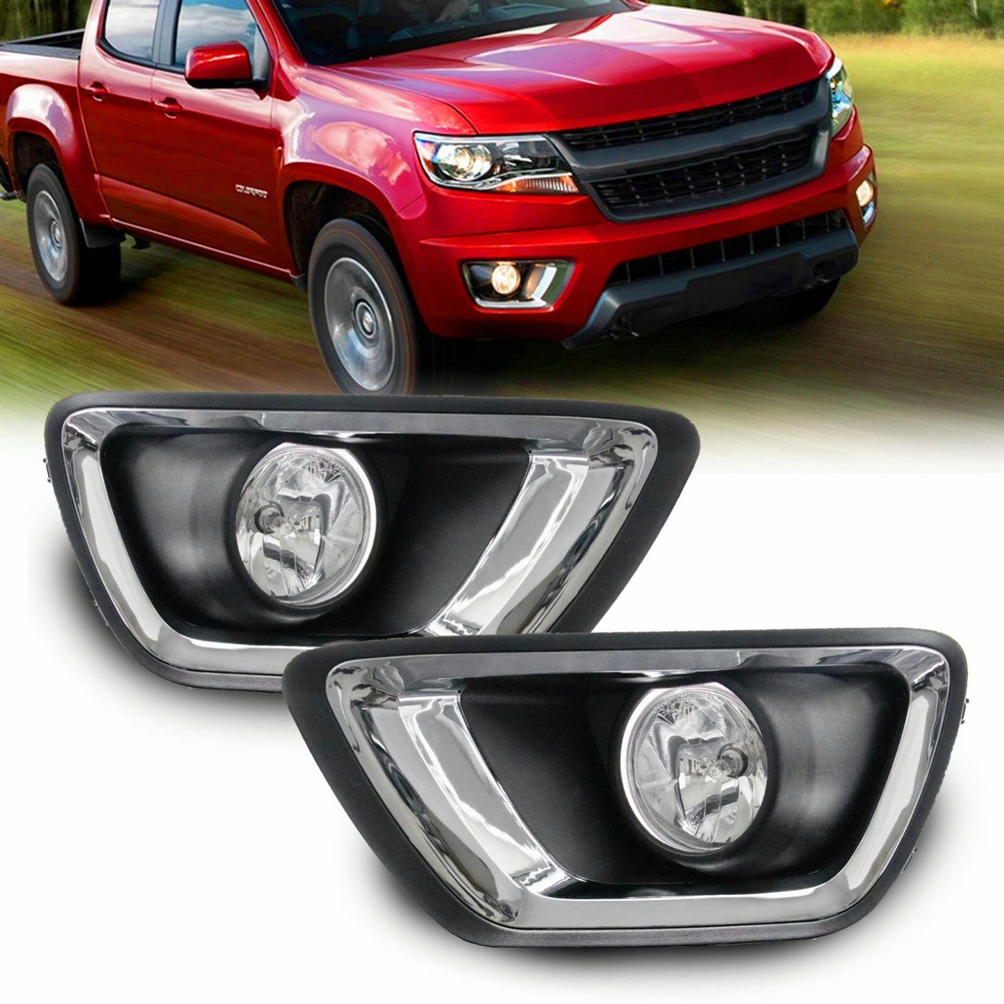 Fits 2015-2019 for Chevrolet Colorado Transparent Lens 1 for Front Bumper Fog Lights