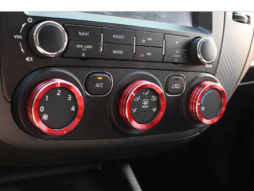 Red Console Air Conditioning Aluminum Knob Trim Fit for Kia Forte Car 2014-2018