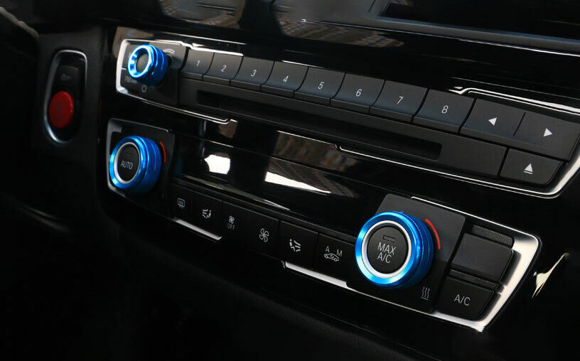 Console Volume Switch Ring for BMW 3 4 Series GT 2014-18 Blue Aluminum Alloy 3P
