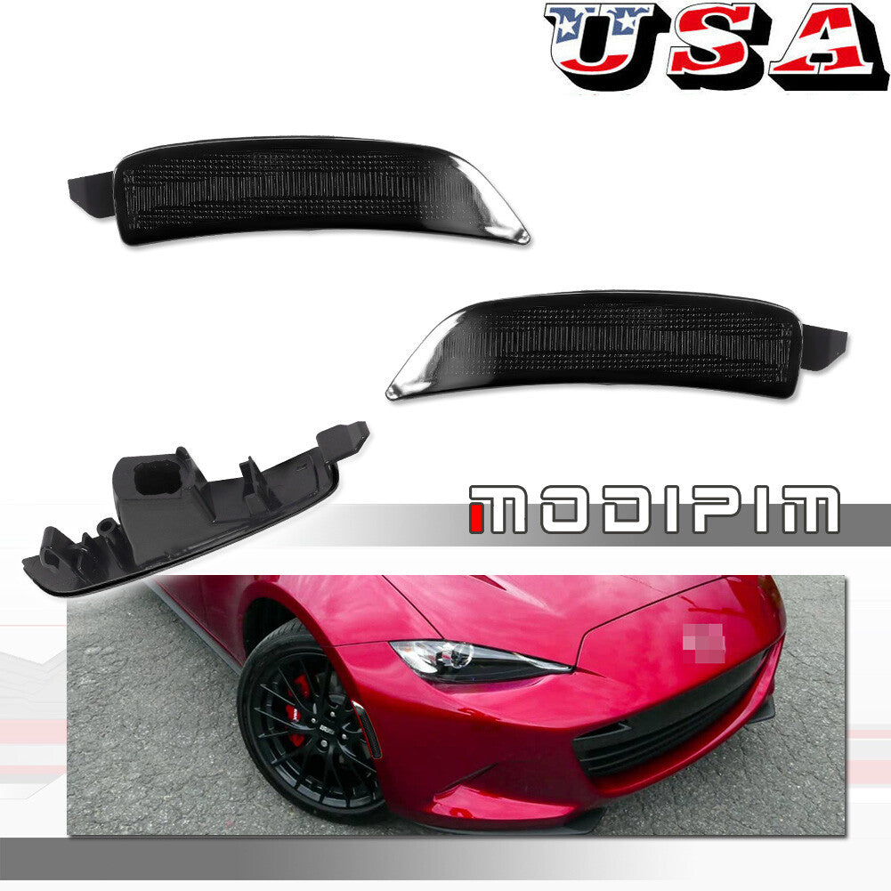2-Piece Smoke Front Marker Light Housing Kit for Mazda MX-5 Miata 2016-2022