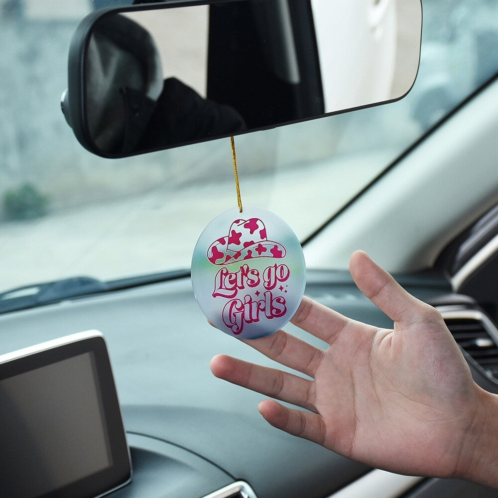 Acrylic Let's Go Girls Car Reariew Mirrior Hanging Hanger Decoration Decor
