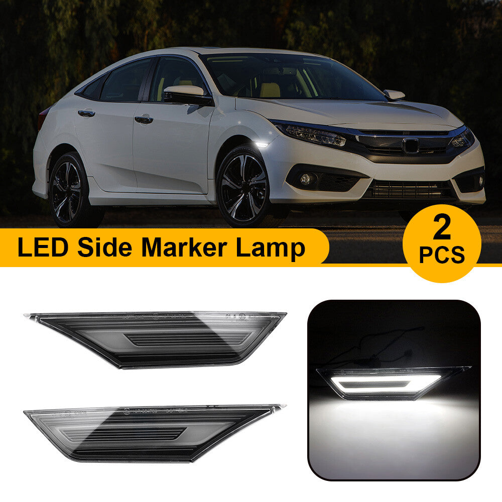 Two-switch white LED side marker turn signals for 2016-2021 for Honda Civics.