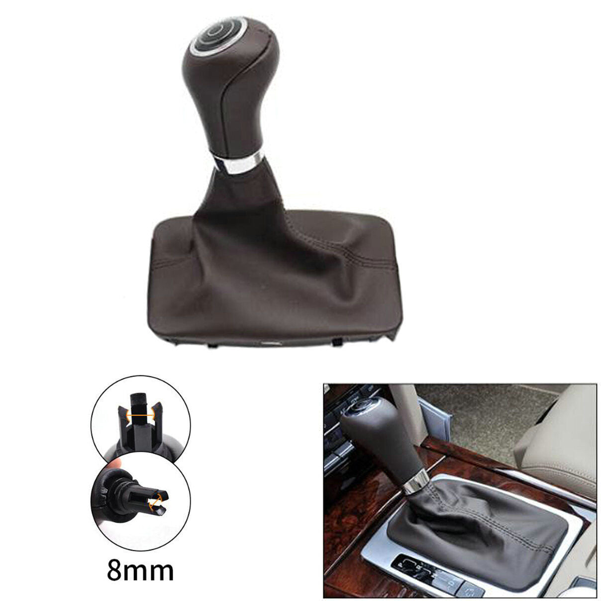 Gear Shifter Knob W/Boot for Mercedes-Benz C Class W204 C204 2007-2013 08 Mocha