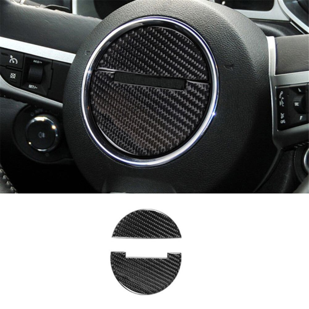 2Pcs Carbon Fiber Steering Wheel Panel Trim for Chevrolet Camaro 2010-2015