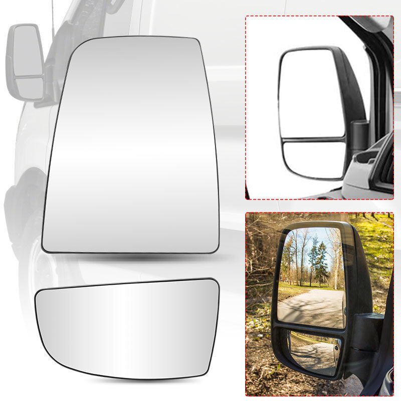 Mirror Glass Upper+Lower Driver Left Side LH fit for Ford Transit Van 150 350 HD