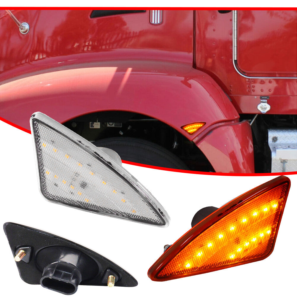 Plug and play transparent lens cab-side marking turn signal lights suitable for Kenworth 2008 - 2021