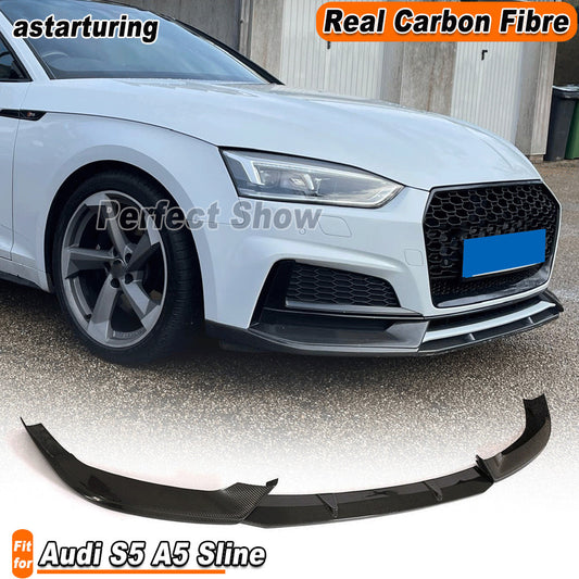 Fit for Audi S5 A5 Sline 2017-2019 REAL Carbon Front Bumper Lip Spoiler Splitter