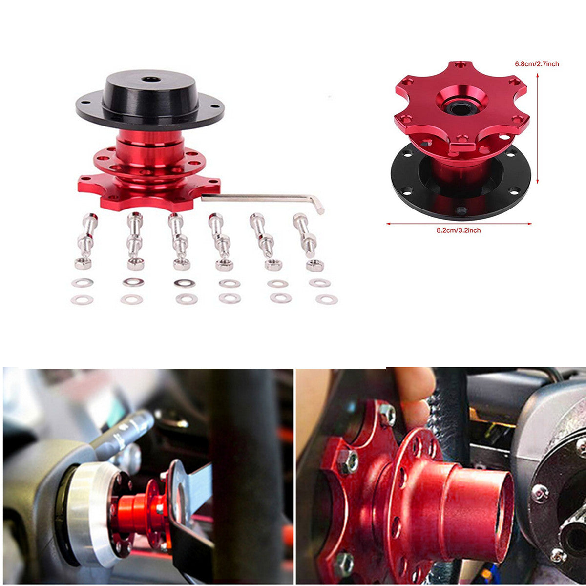 Car steering wheel quick release wheel adapter clip Boss kit with screws brown