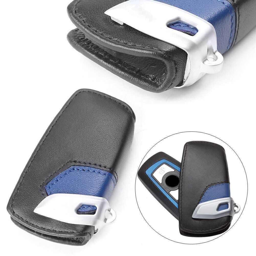 Sport Line Key Case Bag Cover for BMW 3 5 7 Series X3 Leather Blue