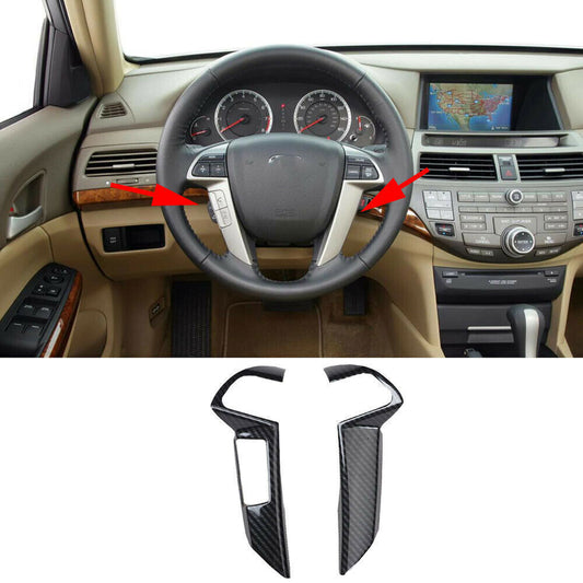 2P Carbon Fiber Look Steering Wheel Strips Cover Trim for Honda Accord 2008-2012
