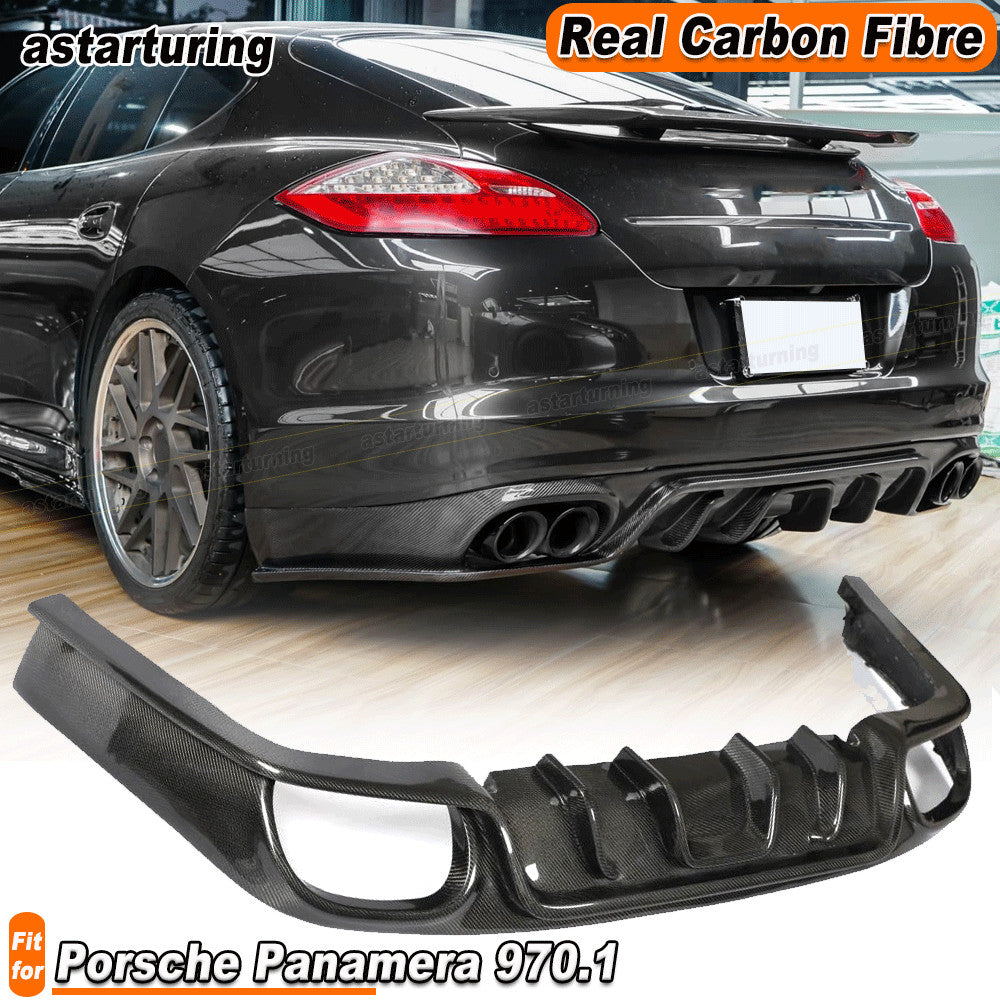 for Porsche for Panamera 970.1 2010-2014 Real Carbon Fibre Rear Bumper Diffuser Lip