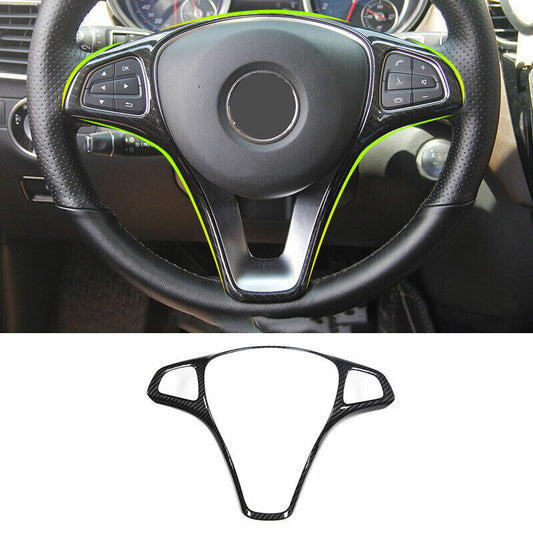 for Benz GLE GLS 2016-2019 Carbon Fiber Look Car Steering Wheel Frame Cover Trim