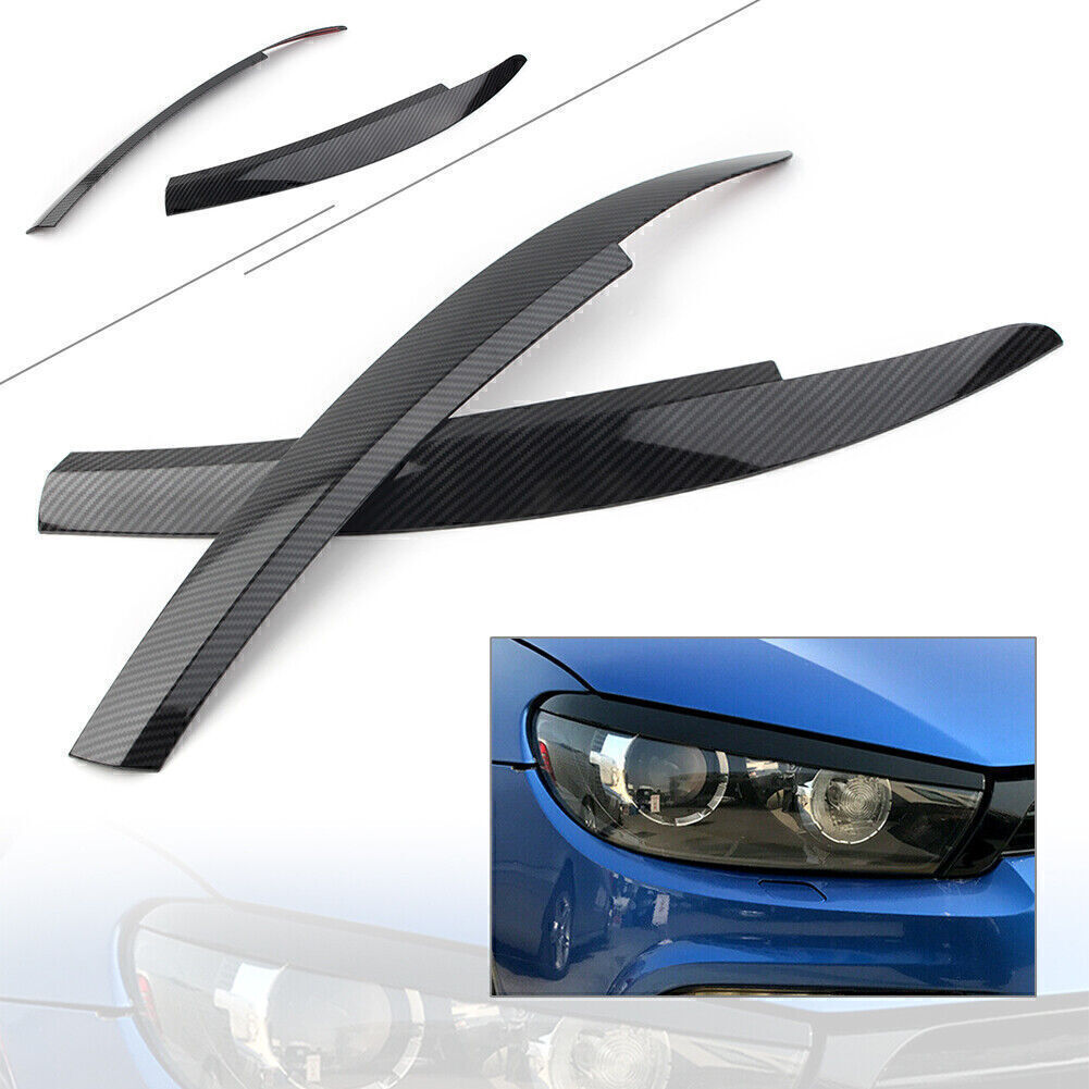 Fit for VW Scirocco 2009-2017 Car Headlight Eyebrow Eyelid Cover Trim Carbon Pattern