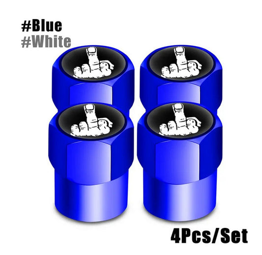 4-piece car tire valve cover rod air dust cover, blue, suitable for Nissan