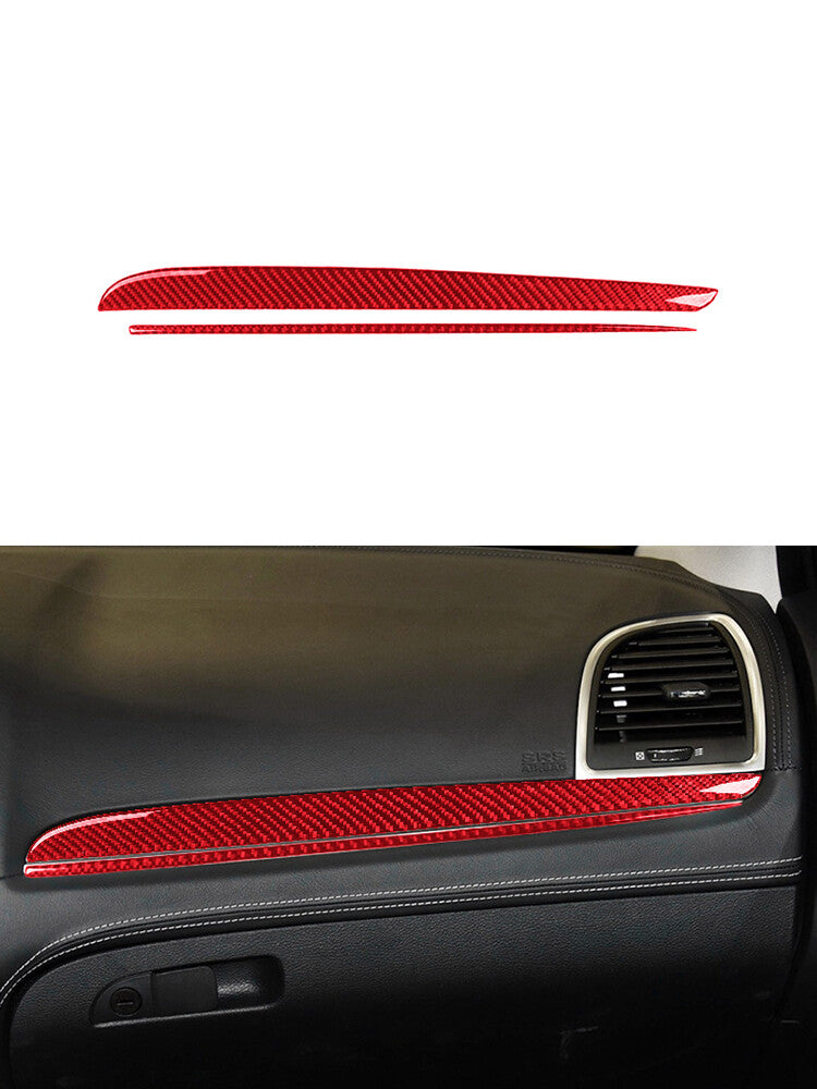 for Chrysler 300 2015-2017 2Pcs Passenger Dashboard Trim Strip Decor Cover Red