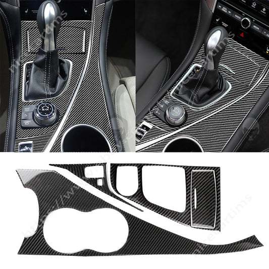 4¡ÁCarbon Fiber Water Cup Holder Gear Shift Panel Trim for Infiniti Q50 Q60 2014+