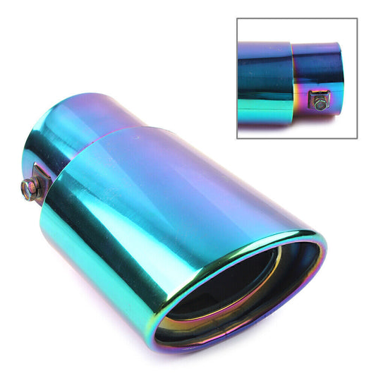 Car Stainless Steel Rear Exhaust Pipe Tail Muffler Tip Round Accessories BLUE