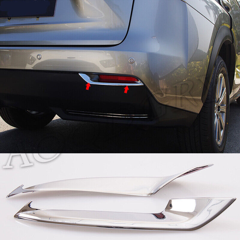 for Lexus NX200t 300 300h 2015-2021 Chrome 2X Rear Fog Light Lamp Strip Trim ABS
