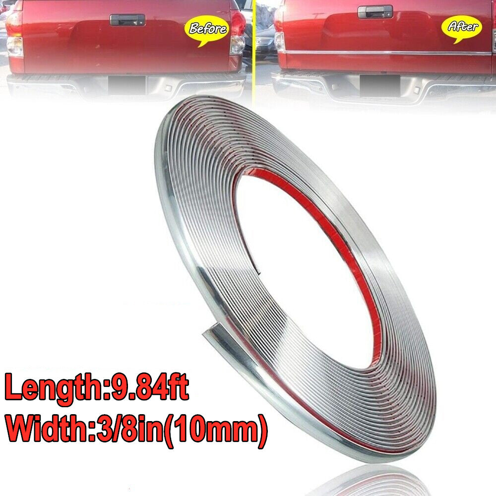 3/8(10mm) 9.84ft Chrome Car SUV Side Window Door Body Chrome Trim Molding Strip