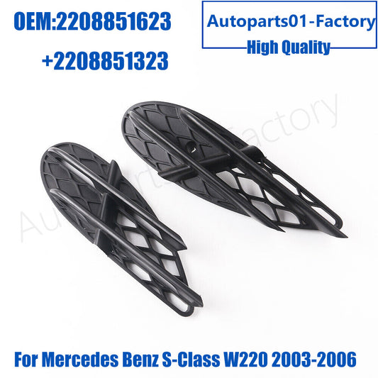 1Pair Front L+R Bumper Grille Cover for Mercedes-Benz S-Class W220 2003-2006