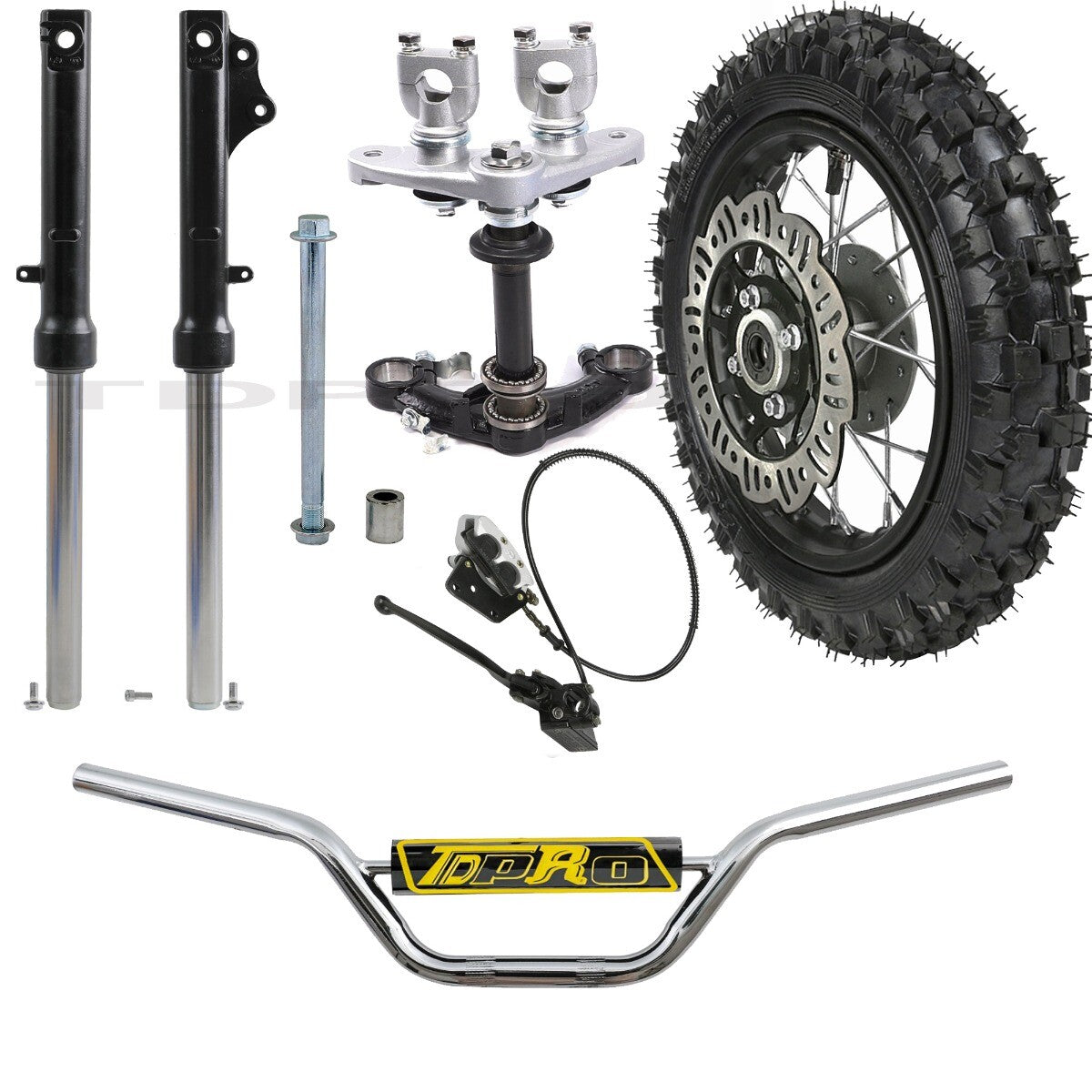 Front fork triple-clamp disc brake 2.50 - 10 wheel 7/8 handlebar SSR CRF50 Apollo