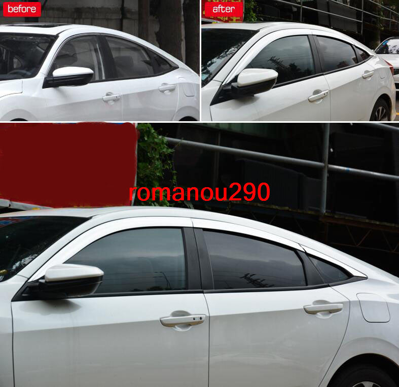 for Honda for Civic Sedan 2016-20 Chrome Window Visor Vent Shade Sun Rain Guard Trim
