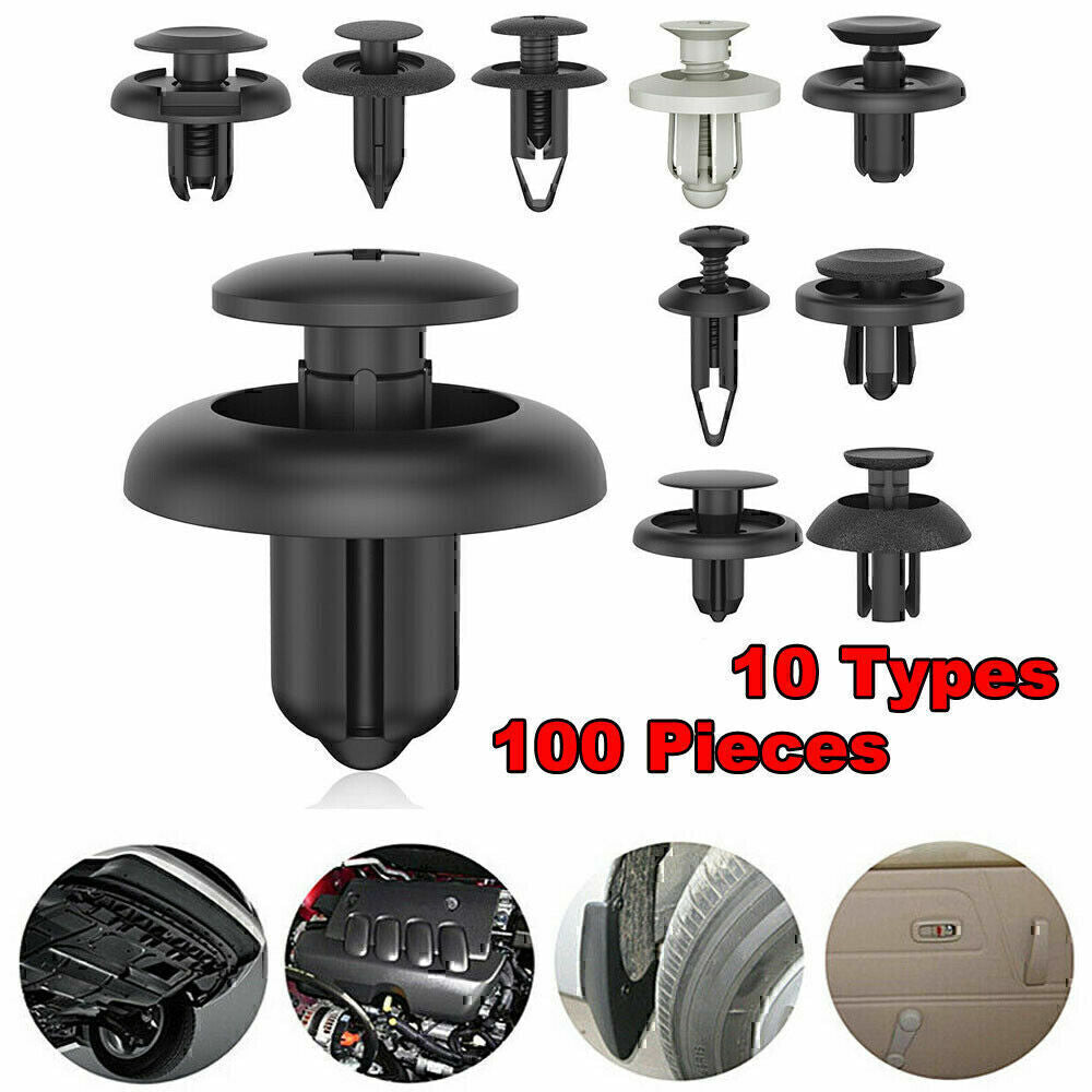 100x Trunk Screw Rivets Car Bumper Fender for Auto Plastic Fastener Clips Set U