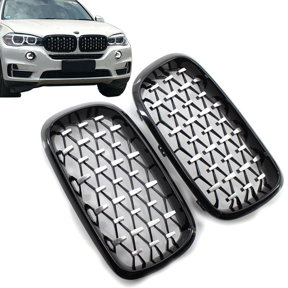 Car Front Black Grille Chrome Diamond Meteor Grill Fit for BMW X5 F15 2014-16