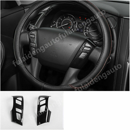 for Nissan Patrol Y62 2017-2019 Carbon Fiber Interior Steering Wheel Cover Trim