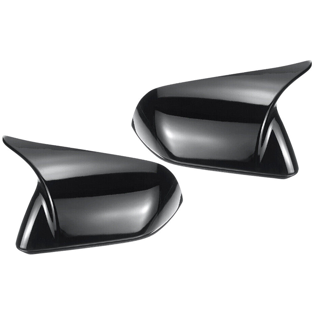 Horn Style Rearview Side Mirror Cover Glossy Black Plastic for Mustang 2015-2022
