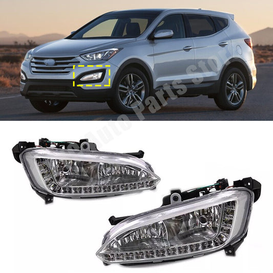 Pair Front LED daytime lamp fog lamp for Hyundai Santa Fe IX45 2013-2015 LH RH