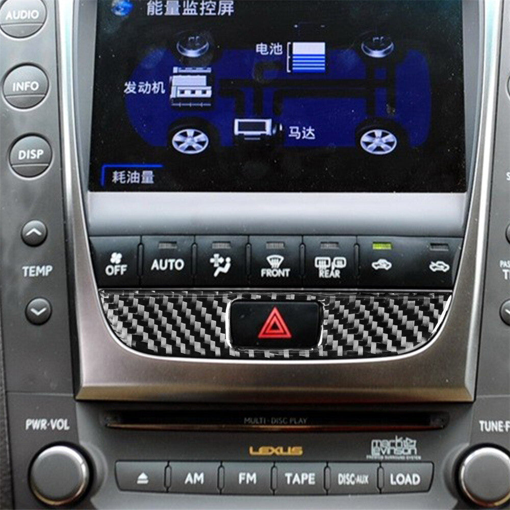 Carbon Fiber Emergency Double Flash Button Panel Trim Fit For Luxus GS 2006-2011