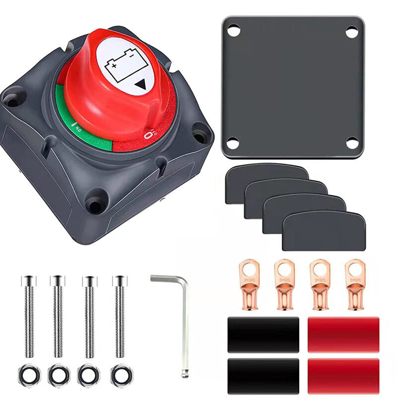The battery isolator switch for cars, RVs, and boats disconnects and cuts off the power supply, killing 12V-48V batteries.