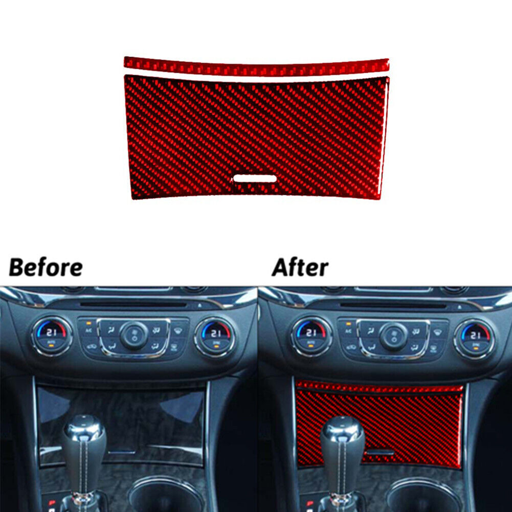 Red Central Storage Box Panel Trim Cover Carbon Fiber for Chevy Impala 2014-2020