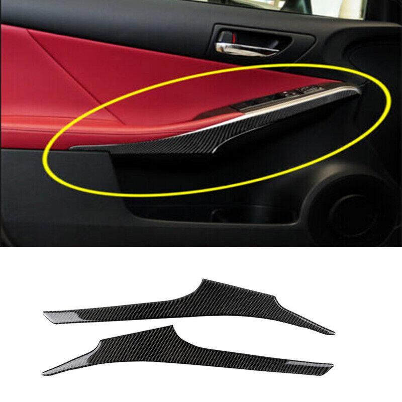 A Interior Real Carbon Fiber Inner Door Panel Stripe Trim Fits 14-19 IS250 IS350