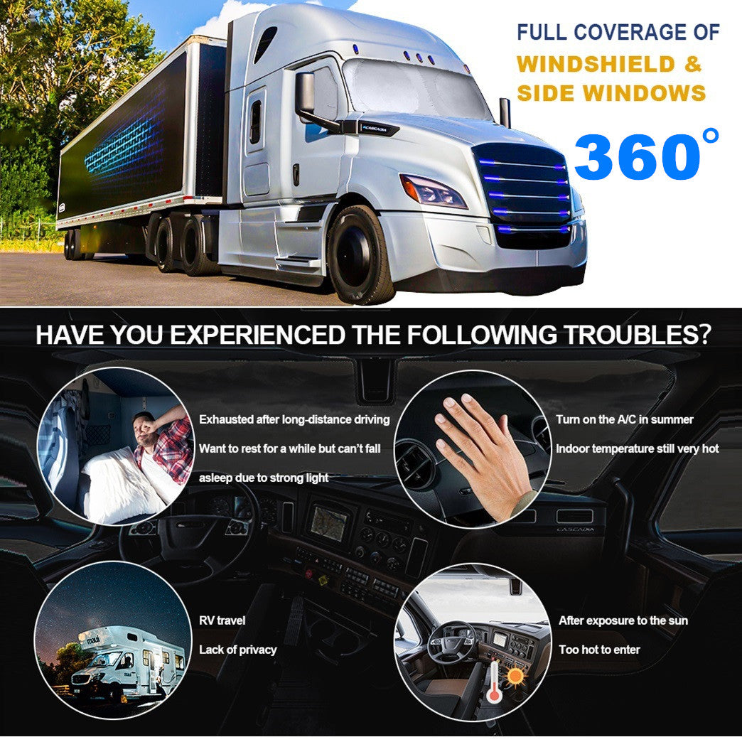 For 18-24 for Freightliner Cascadia Windshield Side Windows Sun Shade UV Block Cover