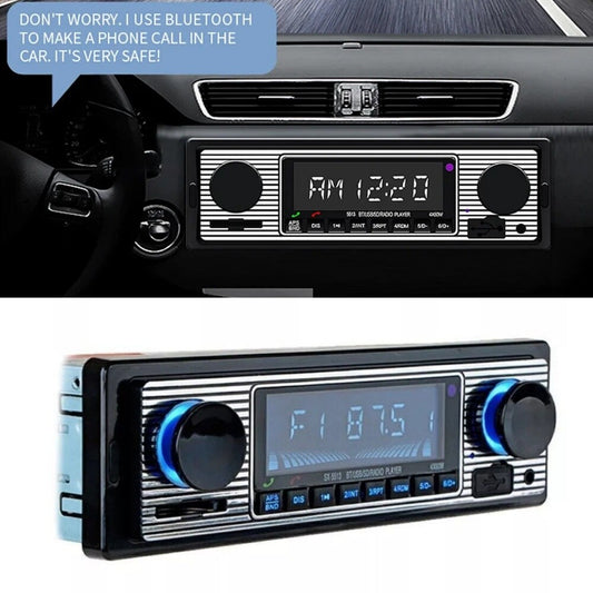 Bluetooth Vintage 1Din 12V Car FM Radio MP3 Player USB Stereo Audio Receiver AUX