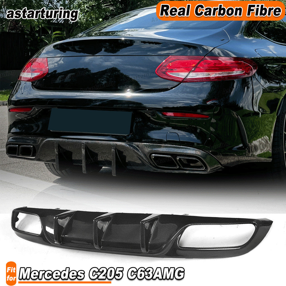 for Mercedes C205 C63 Coupe 2015-2019 REAL Carbon Rear Bumper Diffuser Lippe