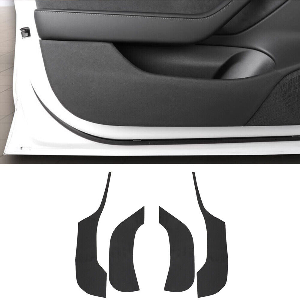 Black Leather PU Inner Door Anti-Kick Panel Cover trim for Tesla Model 3 2017-23