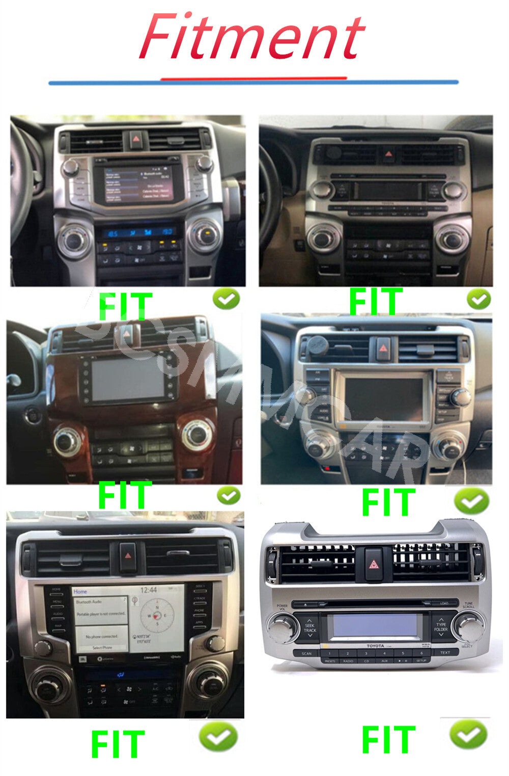 For Apple Carplay Fit for Toyota 4Runner 2010-2023 Android Car Stereo Radio GPS