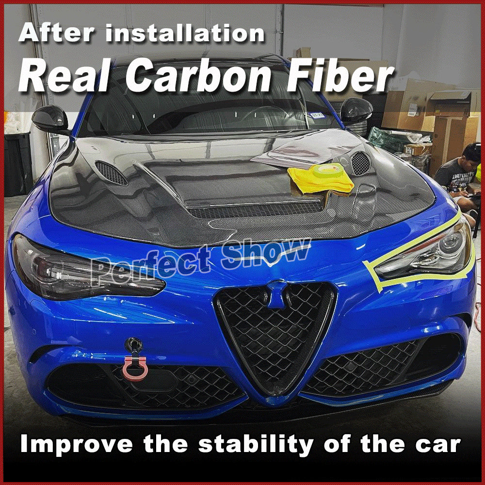 for Alfa Romeo Giulia 2017-20 Carbon Fiber Front Bonnet Engine Bumper Lid Cover