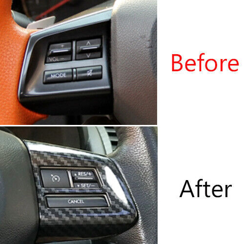 for Subaru XV Crosstrek 12-14 Carbon Fiber ABS Steering Wheel Switch Cover Trim