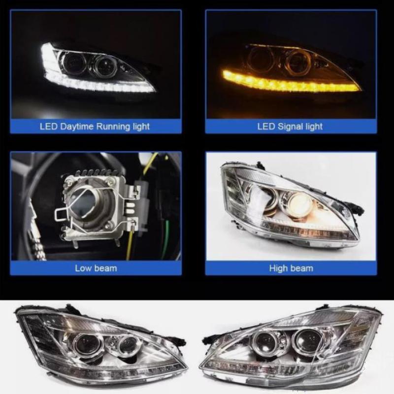 Suitable for 2007-2009 for Mercedes-Benz SW221 S550 D1S projector DRL headlights (pair of xenon models).