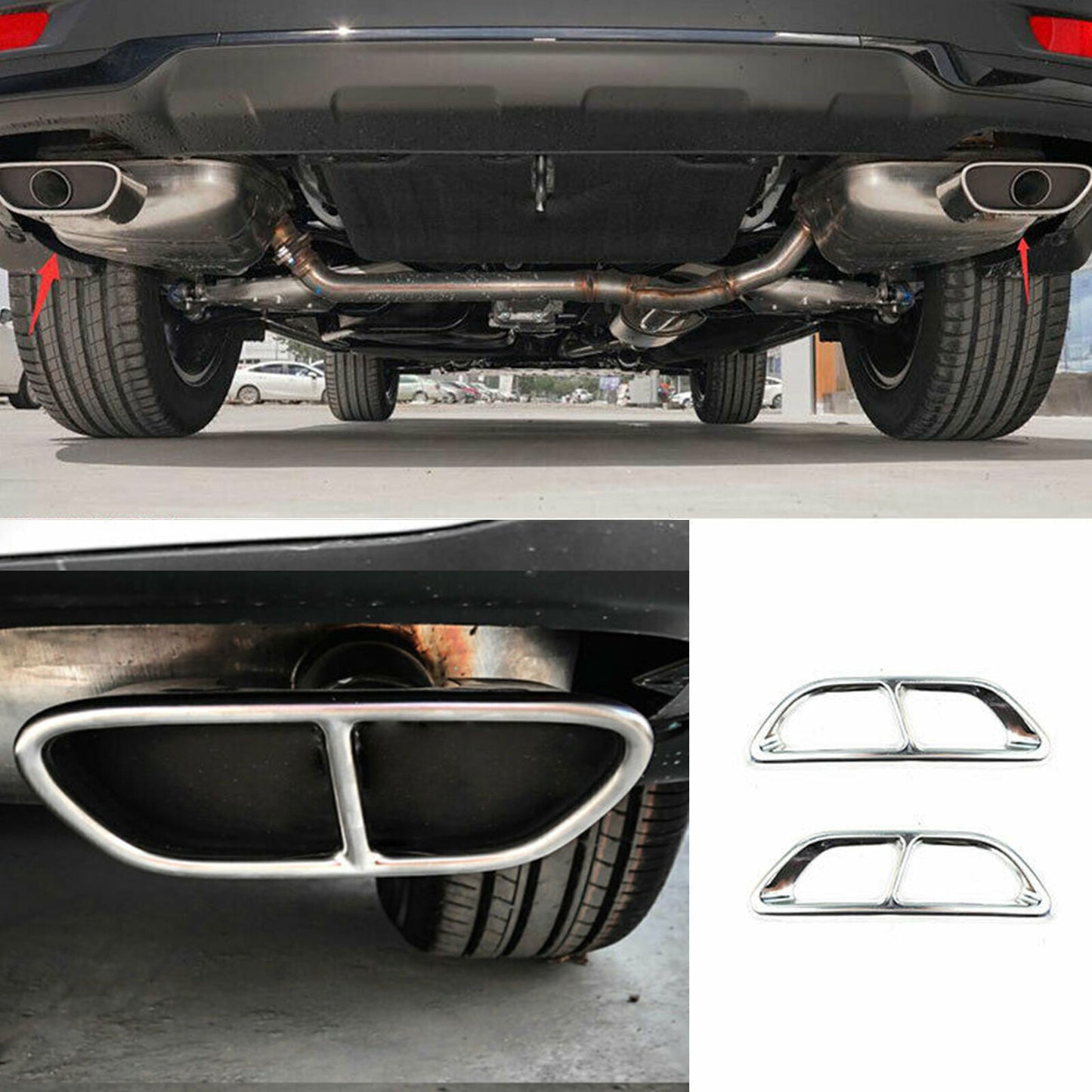 for Honda CR-V CRV 20-22 Chrome Steel Rear Tail Exhaust Muffler Tip Pipe Trim 2X
