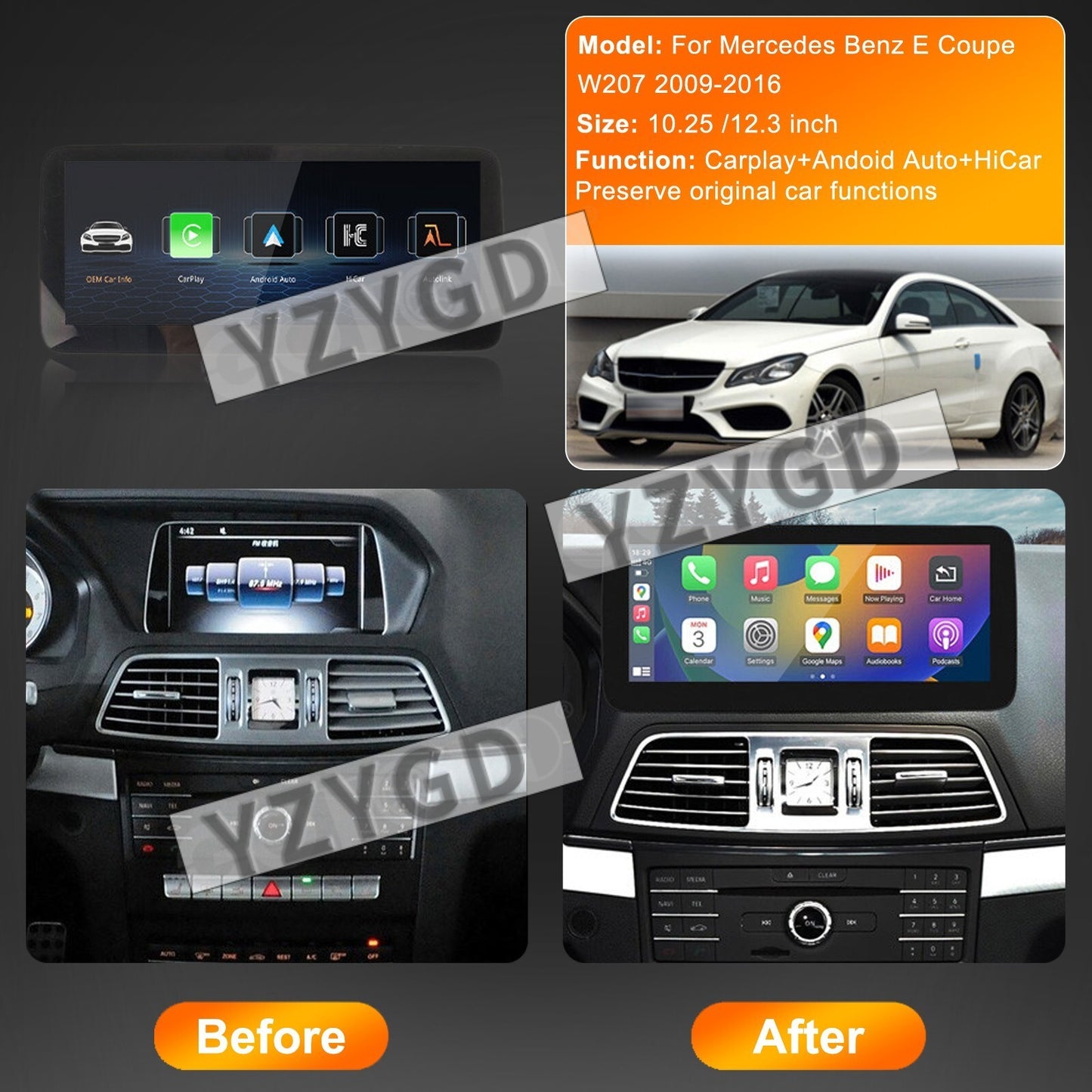 12.3CarPlay Touchscreen Multimedia for Mercedes-Benz E Coupe W207 2010-2015