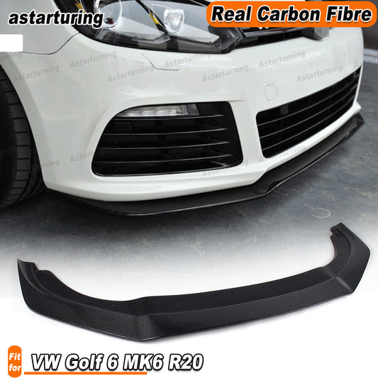 REAL Carbon Front Bumper Chin Lip Splitter Spoiler for VW for Golf 6 MK6 R20 10-13