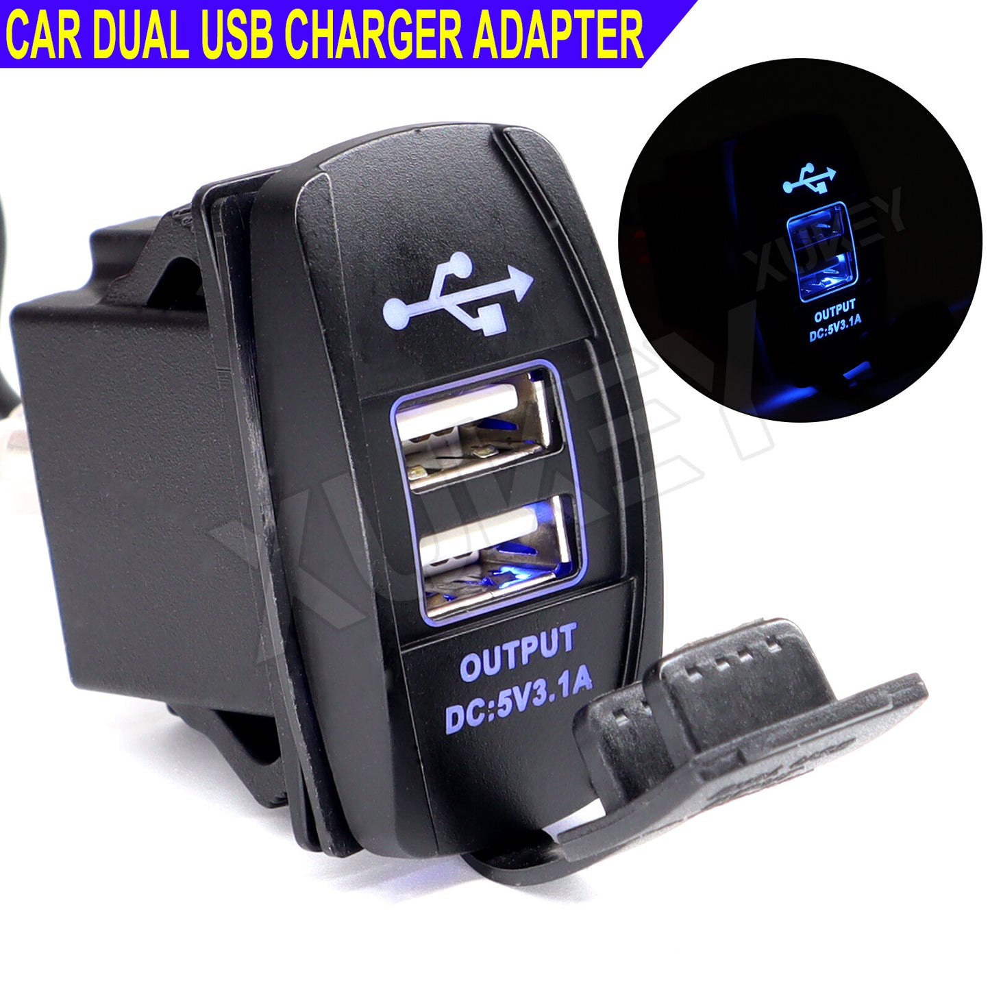 Car Charger Socket 3.1A 12~24V Dual USB Port Mobile Phone Adapter Vehicle With Holder