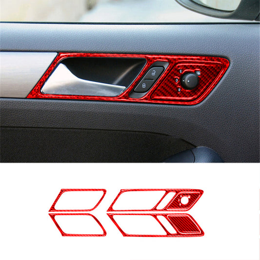 6 x red carbon fiber door handle cover for Volkswagen for Jetta sedan 2011-2014 type A