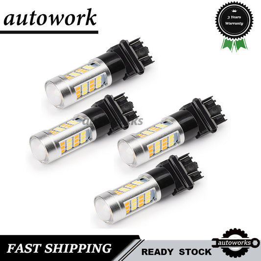 4pcs White Amber 3157 LED Bulbs for Ford 2020 Parking Light Turn Signal Light