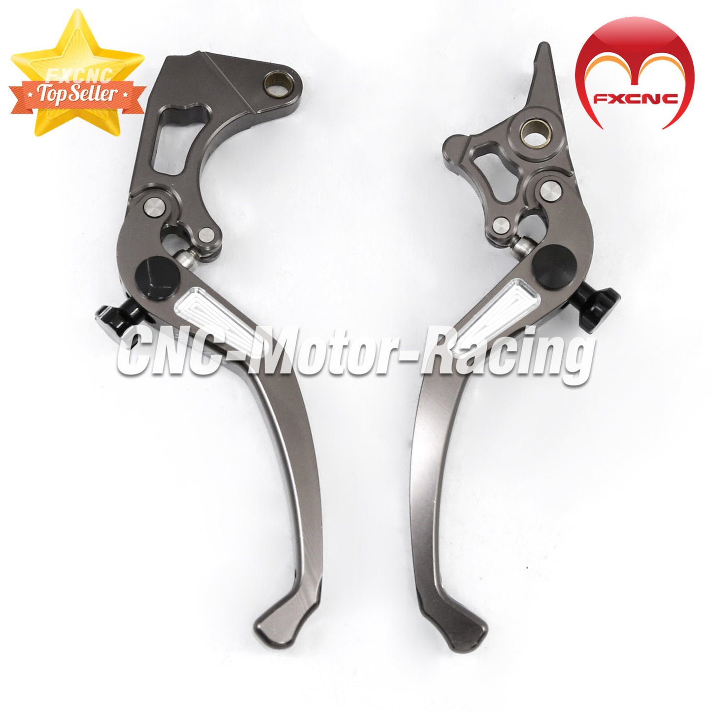 Gray CNC motorcycle brake clutch lever for Yamaha LC135, adjustable.